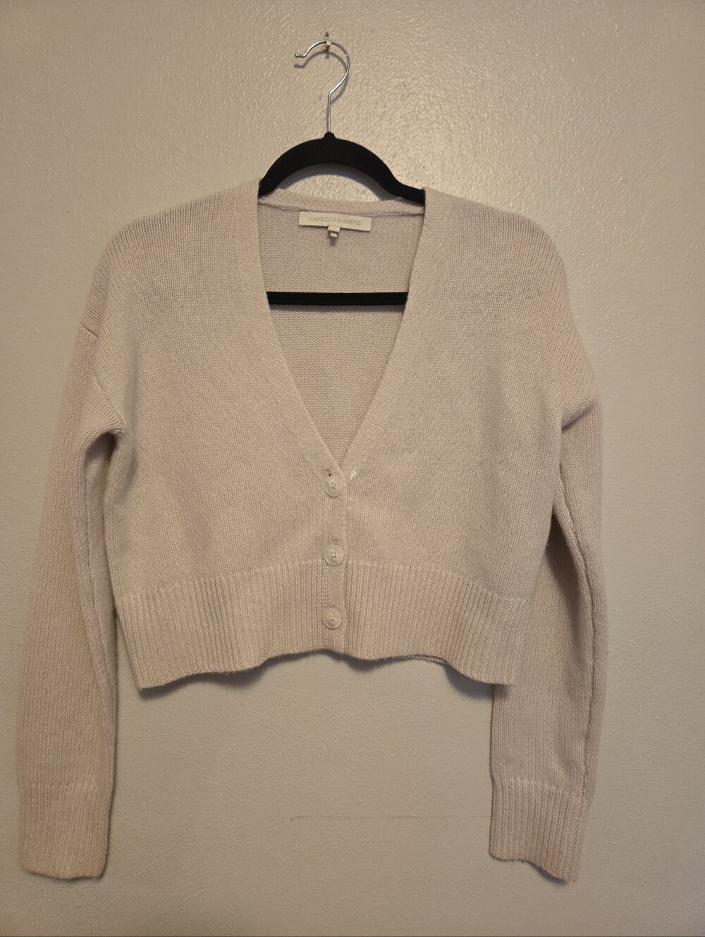 Naked Cashmere Cropped Cashmere Sweater Cardigan Alabaster XS